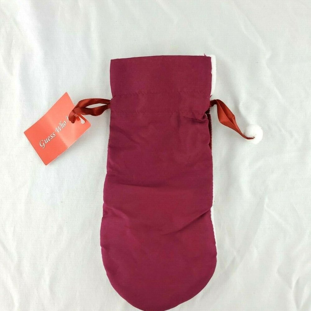 New 11" Fabric Secret Santa Plush Gift Bag Pouch New With Tags - Picture 5 of 5